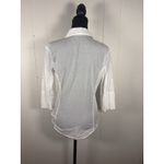 James Perse Standard  Contrast Ribbed Panel Cotton Button Down Top White 3 Photo 1