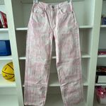 ZARA  High Rise Baggy Pink Tie Dye Jeans Photo 4