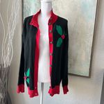 Vintage Bechamel Women’s Knitted Crochet Holiday Sweater Cardigan Size Medium Black Photo 1