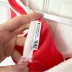 ZARA NWOT  Terry Cloth Crop Top Cutout V-Neck Sleeveless Red White Photo 4