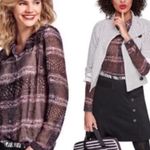 CAbi Sheer Black Paris Confetti Print Long Sleeve Blouse Top sz Small Photo 1