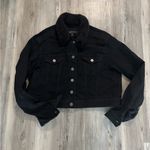 Chic Black Denim Jacket with removable Faux Fur Collar XL NWT Photo 5