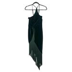 Lulus NWT Fringe For Life Velvet Green One Shoulder Fringe Dress SMALL Photo 2