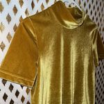 Madewell Velvet Mockneck Tee Short Sleeve Blouse Top in Mustard Golden Yellow si Photo 6