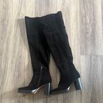 Free People  Black Over the Knee Boots Leather Heeled platform Photo 1