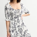 MARY & MO White Black Floral Print Tiered Ruffle Square Neck Midi Dress M Size M Photo 0