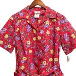 70s Vintage Carolina Maid Red Floral Button Up Dress Sz 14 Photo 7