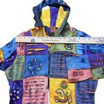 Rising International Hoodie Jacket Boho Patchwork Hippie Full zip up M Cotton Blue Size M Photo 6