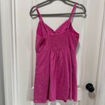 American Eagle Button Wrap Mini Dress NWT size Medium SHORT Linen Blend Hot Pink Photo 10