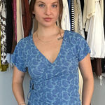Sweet Pea Blue Paisley Mesh Wrap Top Photo 0