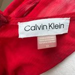 Calvin Klein  Red Chiffon Wrap Front Long Blouson Sleeve Boho Maxi Dress Size 10 Photo 5