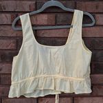 Urban Outfitters  Butter Yellow Spring Cropped Tank Top Eyelet Size Large Photo 3