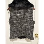 White House | Black Market Vest Tweed Removable Faux Fur Collar Black White L Photo 2