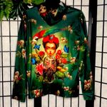 Halloween Retro Floral Skull Printed oversized hoodie O/S Green Size undefined Photo 2