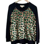 Michael Kors Michael Sequin Gold and Green Leopard Print Black Sweatshirt 0X Photo 0