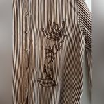 ZARA Striped Embroidered Beaded Shirt S Brown / Ecru Photo 2