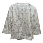 Chico's  Size 2 Large Ivory Floral Jacquard Holiday Jacket Elegant Pleated Collar Photo 4