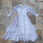 Vintage 1950s lace high neck wedding dress cottage core / boho ruffle tiered lac White Size M Photo 1