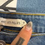 Avec Les Filles  High Rise Cropped Straight Leg Raw Hem Size 30 Denim Photo 6