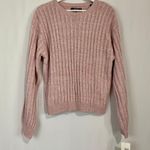 BLANK NYC Women’s Cable Knit Crew Neck Sweater Lilac Mist Size Medium NWT Photo 0