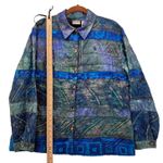 Chico's Womens Silk Shirt Size XL Or 3 Art To Wear Eclectic Abstract Sea Button Photo 10