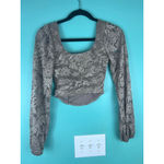 Altar'd State Altar’d State Taupe Lace Long Sleeve Corset Hem Top — Square Neck — XS Photo 4