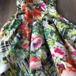 Oscar de la Renta  Green floral Taffeta Scoop Neck Dress Photo 2