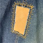 FUBU The Collection Patchwork Leather Trim Distressed Denim Coat, Size Small Tan Photo 4
