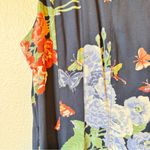 Vintage 90s Blue Floral Butterfly Print Sun Dress Womens 8 Casual Summer Modest Photo 8