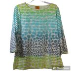Ruby Rd  Neon Stripe Cheetah Print Top Artsy Spring  Size M Photo 0