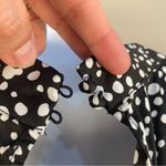 Scoop Ruffle Peplum Women’s Black White Polka Dot Long Sleeve Shirt Blouse Large Photo 3