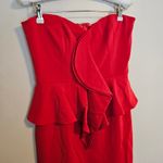 JAYGODFREY Strapless Red Hot Peplum Dress Birch Cascade Mini Womens 6 Cocktail Photo 5