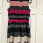 Loft  striped summer medium petite dress pink black grey‎ Photo 5