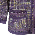 Chico's Metallic Purple Tweed Fringe Boucle Jacket Women Sz 1 Medium Photo 1