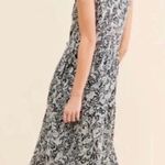 Anthropologie NWT  Maeve Marya Tiered Midi Dress in Black Botanical Print Photo 1