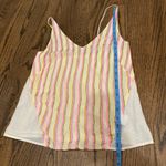 J Brand  Womens Neon Pink Yellow Stripe Sheer V Neck Cami Tank Top Size Small Photo 7