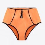 ZARA NWT HIGH-WAISTED NEON ORANGE BIKINI BOTTOMS WITH PIPING Photo 1