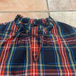 J.Crew  Stewart Tartan Red Scalloped Tie Neck Long Sleeve Blouse Photo 4