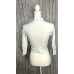 Brandy Melville Women's White Mock Neck 3/4 Sleeve Ribbed Crop Top One Size Photo 3