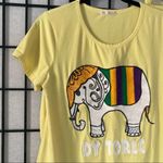 Matching Oversized Embroidered Elephant Shirt & Capris Leggings Yellow Large Photo 3