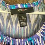 Style & Co . Blue and Pink Flutter Sleeve Smocked Blouse Photo 1