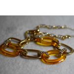 Source Unknown Quirky Vintage Butterscotch Lucite Gold Tone Chunky Link Chain Like New Necklace Photo 2