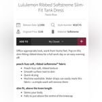 Lululemon  NWT Ribbed Softstreme Slim Fit Tank Dress Oasis Blue Size 8 Photo 3