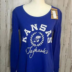 Rivalry Threads NWT Kansas Jayhawks Women's Long Sleeve Blue T-Shirt Size Small Team Logo Photo 0