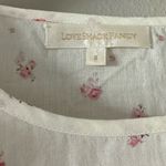 Love Shack Fancy  Cream & Pink Floral Print Ruffle Blouse Photo 3