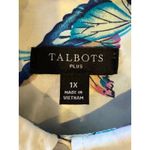 Talbots  Shirt Women 1X White Blue Cotton Butterfly Print Button Down Preppy Plus Photo 7