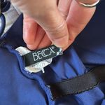 Becca  Adeline blue ribbed tie back one shoulder padded, one piece swimsuit Med​​ Photo 7