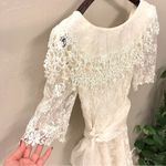 Scott McClintock Vintage lace ivory wedding dress organza silk crochet detail, S Photo 3