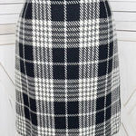 Eddie Bauer Plaid Wool Blend Tweed Pencil Skirt Black White 8 Tall Photo 0