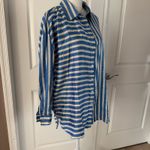 Maaji NWOT Anthro Azure Stripes Manel Buttondown Satin Shirt. Size M. MSRP $141 Photo 8